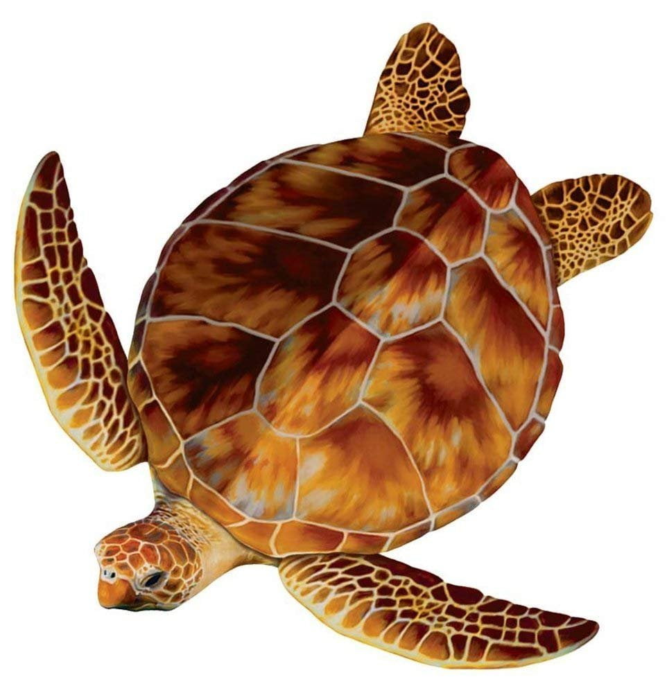 Loggerhead Turtle 10" x 11" Porcelain Mosaic Tile in Vibrant Colors