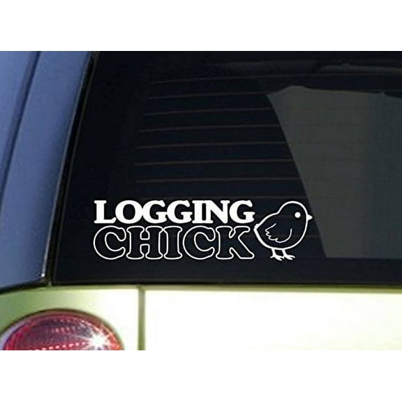 Logging Chick *J196* 8 inch wide sticker logger decal