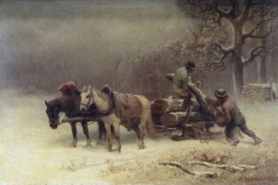 Logging In Winter Heinrich Winter (1843-1911 German) Canvas Art - Heinrich Winter (18 x 24)