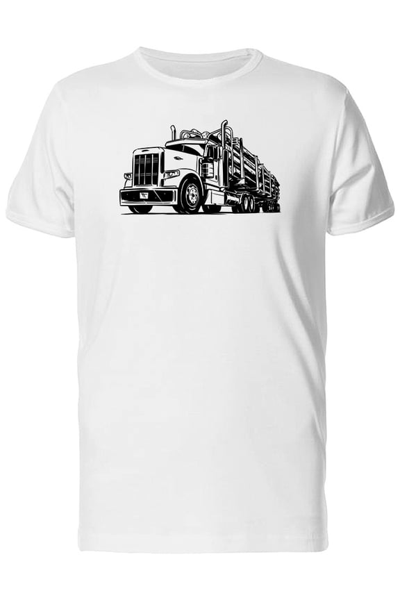 Logging Truck Retro Sketch T-Shirt Men -Image by Shutterstock, Male Small