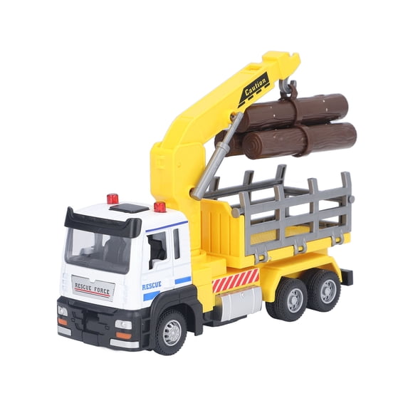 Logging Truck Toy, Timber Truck Toy, 1:32 Log Tractor Model Rubber Wheel for Kids Yellow