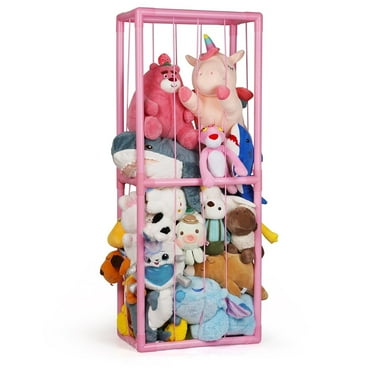 Loghot Stuffed Animal Storage Holder, Toy Organizer, PVC Plush Storage Organizer Shelf for Kids Play Room Bedroom, Pink
