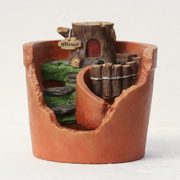 Winsome House Loghouse Planter Miniature Fairy Garden