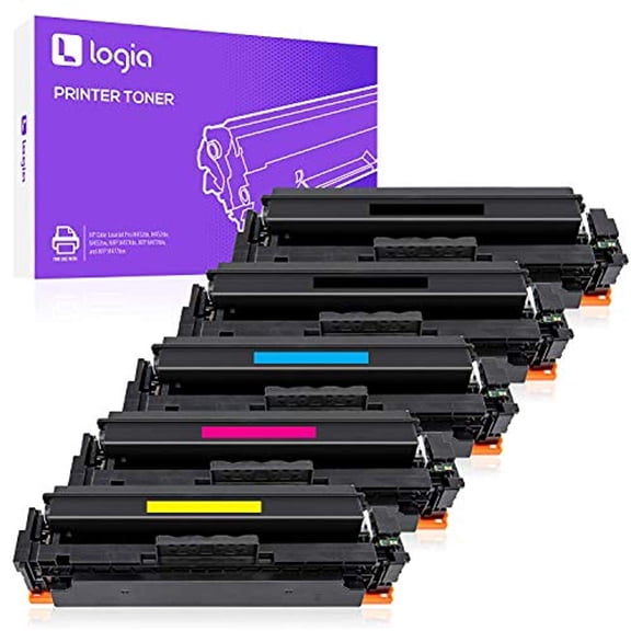 Logia 5-Pack Toner Cartridges for HP LaserJet 410A, 411A, 412A & 413A, Premium High-Yield Set Includes 2 Black, 1 Cyan, 1 Magenta