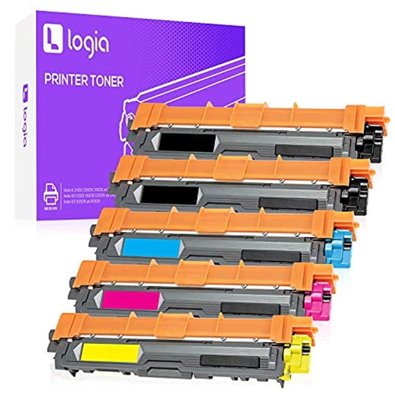 Logia 5-Pack Re-Manufactured Printer Toner Cartridge, Compatible Replacement for Brother TN221 & TN225 Models – Premium, High-Yield Cartridges Include 2 Black, 1 Cyan, 1 Magenta & 1 Yellow