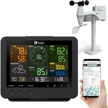Logia 5-in-1 Wi-Fi Weather Station | Indoor/Outdoor Remote Monitoring System Reads Temperature, Humidity, Wind Speed/Direction, Rain & More | Wireless LED Console w/Forecast Data, Alerts (Black)