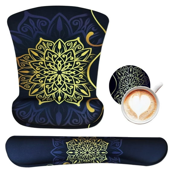 Logianis Mouse pad Wrist Rest Support Ergonomic Gel Mouse pad Memory Foam Keyboard Set Black