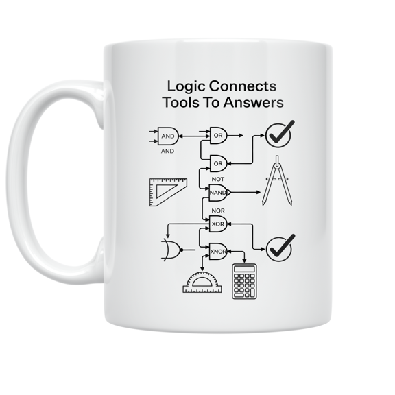 Logic Connects Tools To Answers - STEM Enthusiast - 11 oz Ceramic Coffee Mug