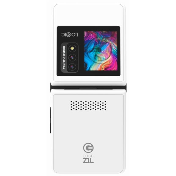 Logic Flip Phone 4G LTE Volte GSM (Compatible with Tmobile Mint Tello Boost & Global) Z1L 2.4" Dual Screen Bluetooth 3.5mm Jack FM Cam Flash Senior Elderly (White)