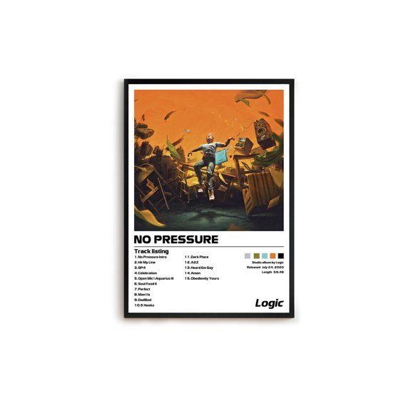 Logic No Pressure Minimalist Album Cover Poster, Music Print, Album Print