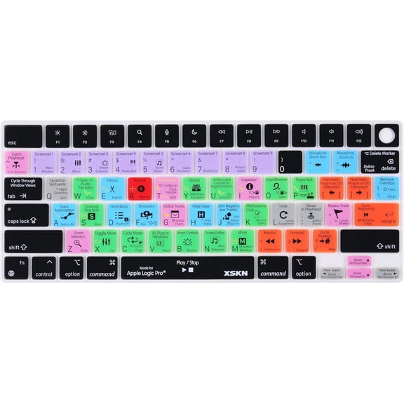 Logic Pro Shortcut US Version Keyboard Cover Skin for 2026-2021 MacBook Pro 14 16 inch MacBook Air 13 15 inch with M5/M4/M3/M2/M1 and MacBook Neo