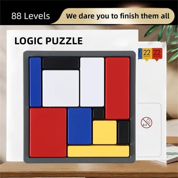 Logic Puzzles Brain Teaser Game for Adults & Teens, 88 Challenges 4 Difficulty Levels, Classroom Family Party Gift Portable Educational Thinking Game Toy