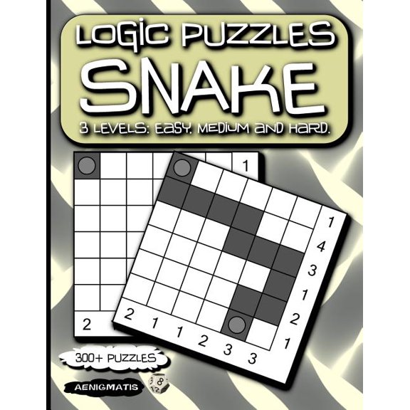 Logic Puzzles Snake: 3 Levels: Easy, Medium and Hard., (Paperback)