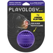 Playology Dog Toys | Dental Chew Ball For Senior Dogs, Pork Scented Toy - Medium