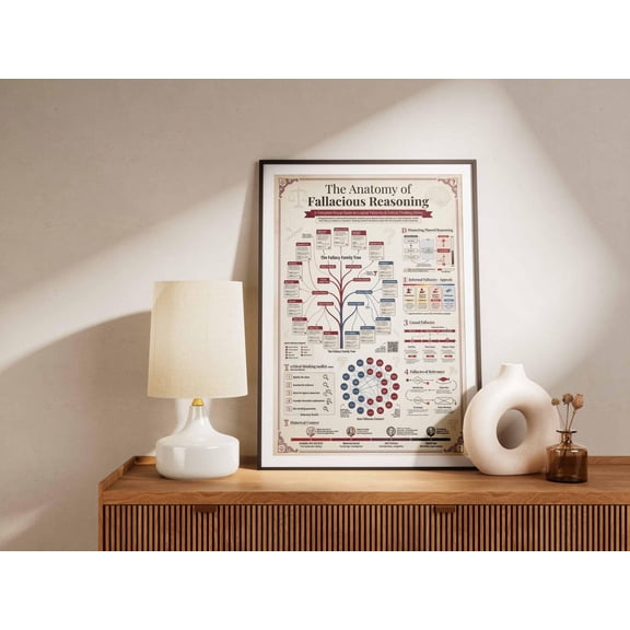 Logical Fallacies Poster, Critical Thinking Wall Art, Philosophy Infographic Print, Unframed Paper Poster 8x10in