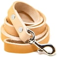 thumbnail image 1 of Logical Leather Dog Leash - 6 Foot Heavy Duty Full Grain Leather Lead; Best for Training - Tan, 1 of 3