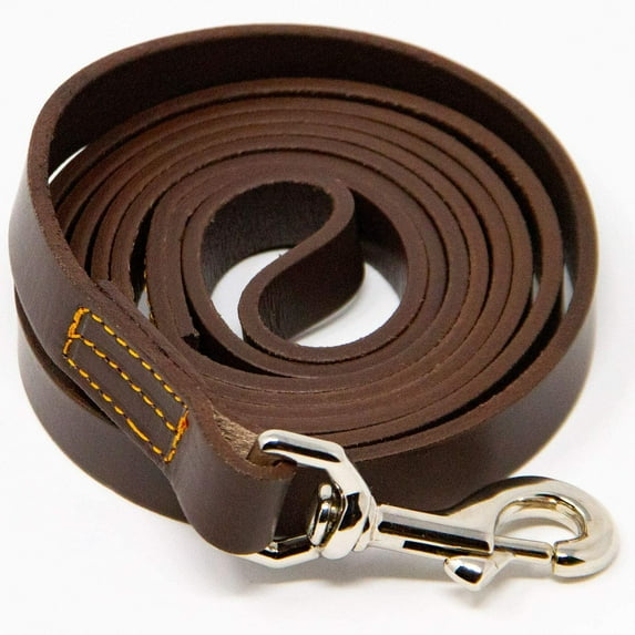 Logical Leather 6 ft Leather Training Leash- Brown