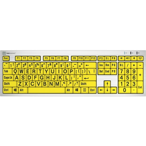 Logickeyboard LargePrint Black on Yellow, PC Slimline Keyboard, US English