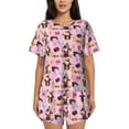thumbnail image 1 of Logiee 2336109497 Print Womens Pajamas Set,Short-Sleeve Pajama 2 Piece Sleepwear with Pockets-Small, 1 of 6