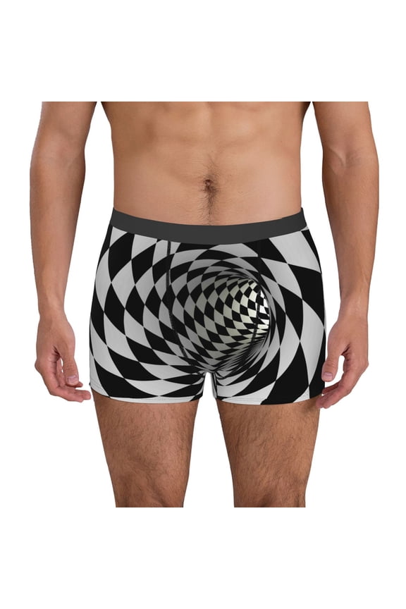3D Vortex Illusion Print Mens Boxer Briefs,Boxer Briefs for Men,Breathable Stretch Underwear,Boys Boxer Briefs-Small