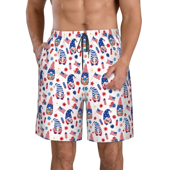 Logiee 4th Of July Print Mens Swim Trunks Quick Dry Board Shorts,Breathable Hawaii Beach Shorts Swimwear Bathing Suits-XX-Large