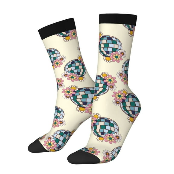Logiee 70s Disco Ball Print Adult Socks for Men & Women,Calf Socks, Ankle Socks,Boots Socks,Breathable Casual Sock,Unisex Crew Socks