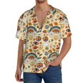 thumbnail image 1 of Logiee 70s Hippie Style Print Men's Button Down Shirts Short Sleeve, Summer Beach Shirts,Vacation Wedding Shirts,Men's Casual Button-Down Shirts with Pocket-X-Large, 1 of 5