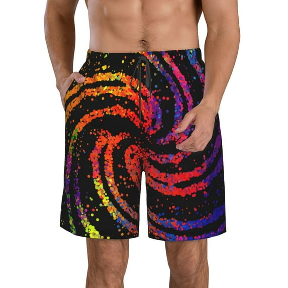 Logiee A Bright Abstract Print Mens Swim Trunks Quick Dry Board Shorts,Breathable Hawaii Beach Shorts Swimwear Bathing Suits-Small