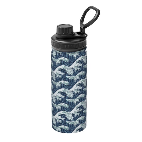 Logiee A Japanese Great Wave Print Water Bottle,18oz Sports Insulated Kettle for Cycling Gym Basketball Outdoor, Suitable as a Present