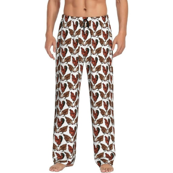 Logiee A Rooster With Chickens Print Pajama Pants for Men,Men’s Pajama Bottoms,Mens PJ Pants with Pockets & Button Fly-3X-Large