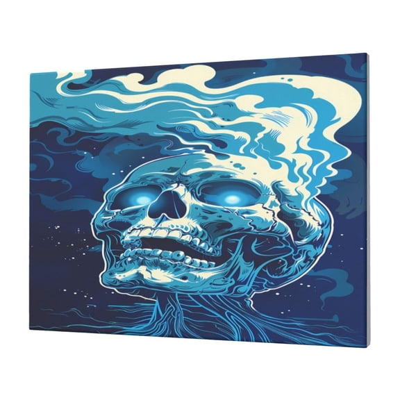 Logiee Abstract Blue Skull Print Canvas Wall Art,Canvas Picture Prints with Frame, Wall Art Decorative,Canvas Decorative,Suitable for Living Room Bedroom Office Room 30x40