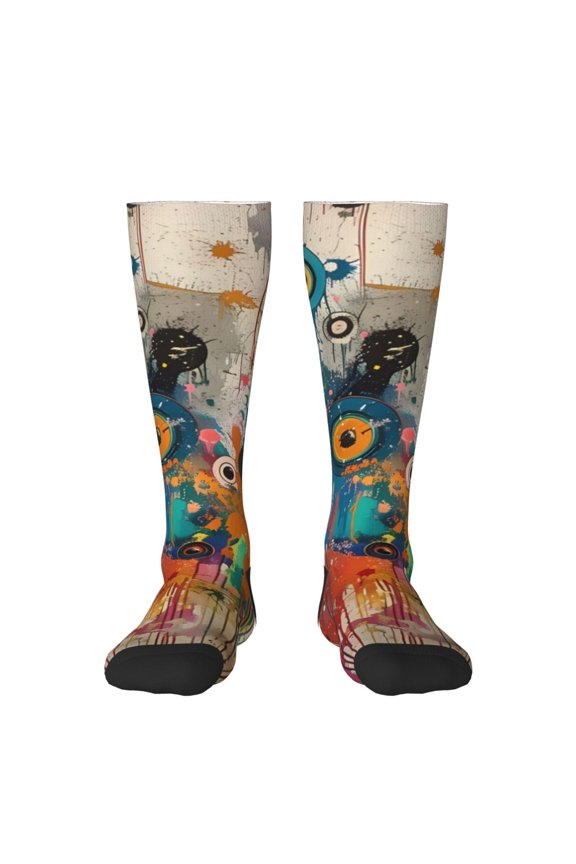 Abstract Colorful Dripping Circles Print Gift Stocking Stuffers,Adult Stockings,Novelty Socks,Funny Socks Birthday Running Walking Sleeping