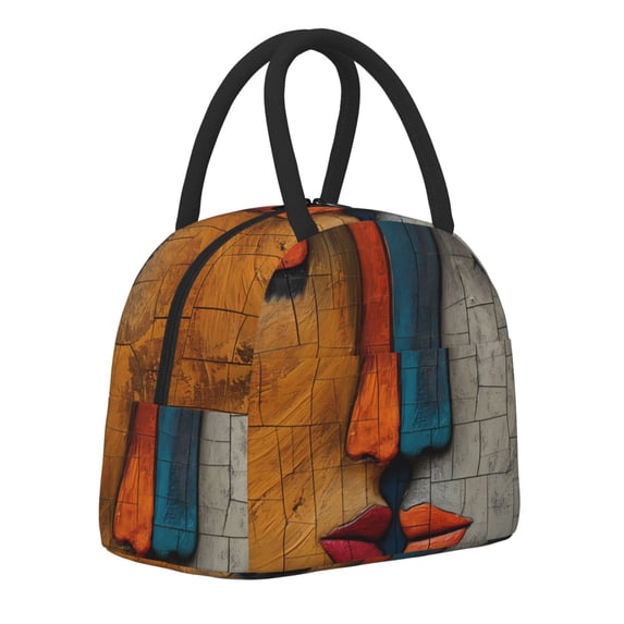 Logiee Abstract Colorful Duality Print Lunch Bag for Women & Men,Adult Insulated Lunch Box,Food Lunch Containers,Reusable High Capacity Lunch Tote Bags for Work, Travel, Outdoor