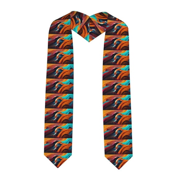 Logiee Abstract Fabric Color Waves Print Unisex Adult Graduation Stole Shawl 72" Long for Academic Commencements Shawl-Sharp Corner