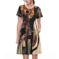 thumbnail image 1 of Logiee Abstract Geometric Faces Print Womens Summer Dress,Casual Short Sleeve Sundresses,Beach A-line Shift Dress with Pockets, 1 of 6