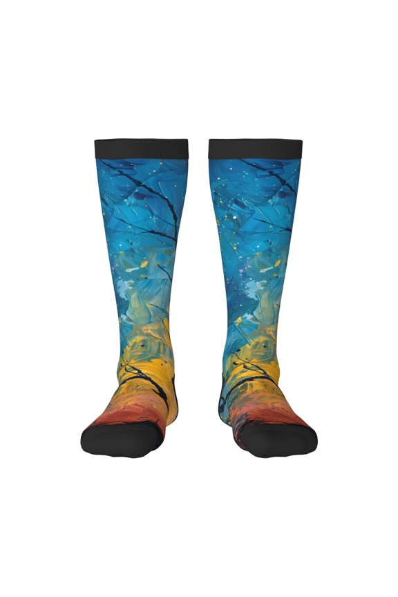Abstract Night Sky Tree Print Gift Stocking Stuffers,Adult Stockings,Novelty Socks,Funny Socks Birthday Running Walking Sleeping