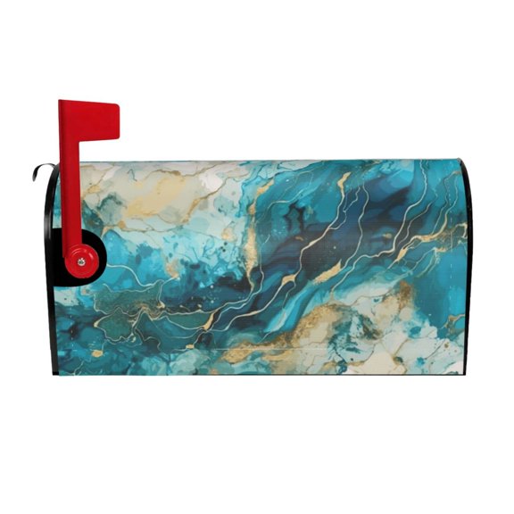 Logiee Abstract Ocean Currents Print Post Letter Box Wrap Decor, Mailbox Cover Suitable for Standard Mailbox and Large Size Mailbox,Outdoor Yard Decoration-25.5x21 in