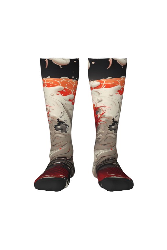 Abstract Red Koi Fish Art Print Gift Stocking Stuffers,Adult Stockings,Novelty Socks,Funny Socks Birthday Running Walking Sleeping