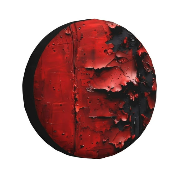 Logiee Abstract Red Textured Canvas Print Spare Tire Cover, Universal Wheel Protectors,Waterproof Dust-Proof UV Sun Wheel Tire Cover,Fit for SUV, RV, Travel Trailer, Truck-16 inch