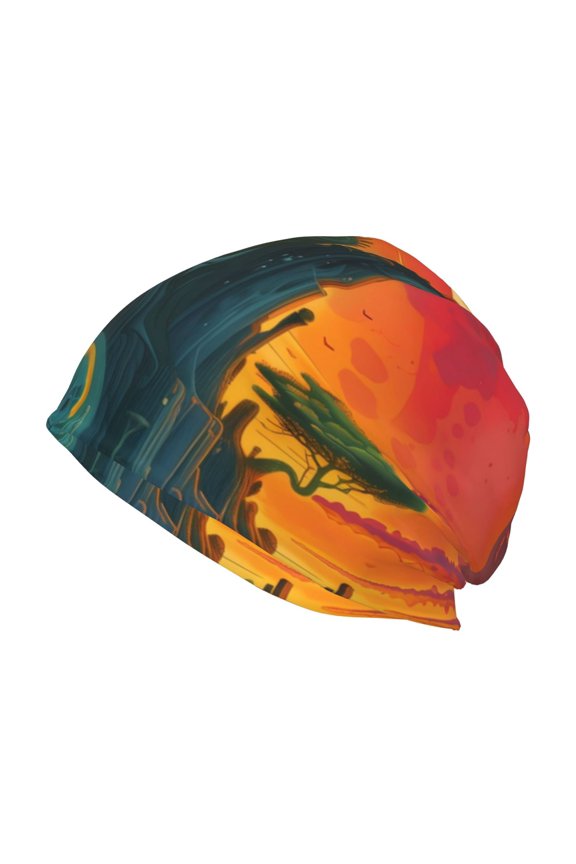 Abstract Tree Castle Print Unisex Knit Beanie for Men Women Winter Hat,Beanies Skull Caps