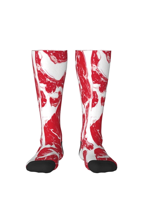 Abstract meat Print Gift Stocking Stuffers,Adult Stockings,Novelty Socks,Funny Socks Birthday Running Walking Sleeping
