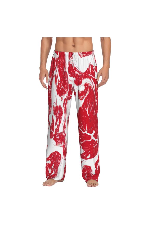 Abstract meat Print Pajama Pants for Men,Men’s Pajama Bottoms,Mens PJ Pants with Pockets & Button Fly-X-Large
