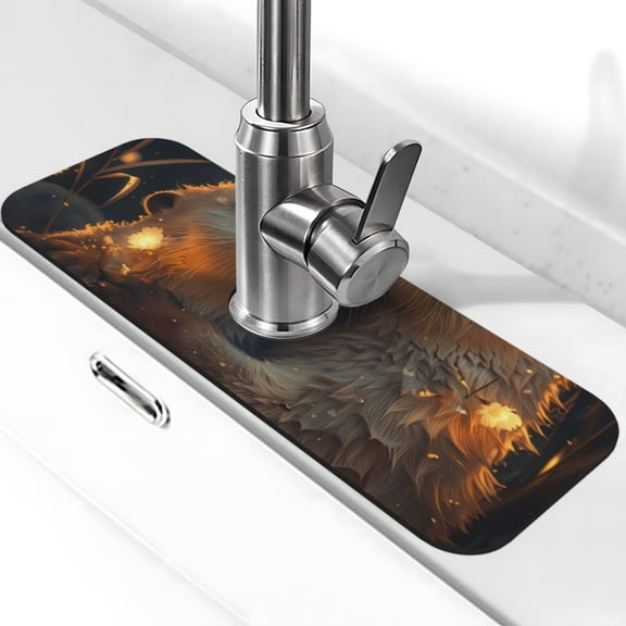 Logiee Adorable Otter Pair Hug Print Kitchen Sink Splash Guard Faucet Mat for Splash Guard Behind Faucet Drip Catcher for Kitchen,Bathroom,Sink Mat,Dish Drying Mat,Bathroom-15" X 5.5"