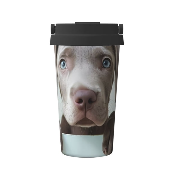 Logiee Adorable Puppy Portrait Print Stainless Steel Coffee Tumbler, Travel Coffee Mug, Insulated Coffee Mug with Lid, Spill Proof Coffee Cup, Portable Thermal Mug