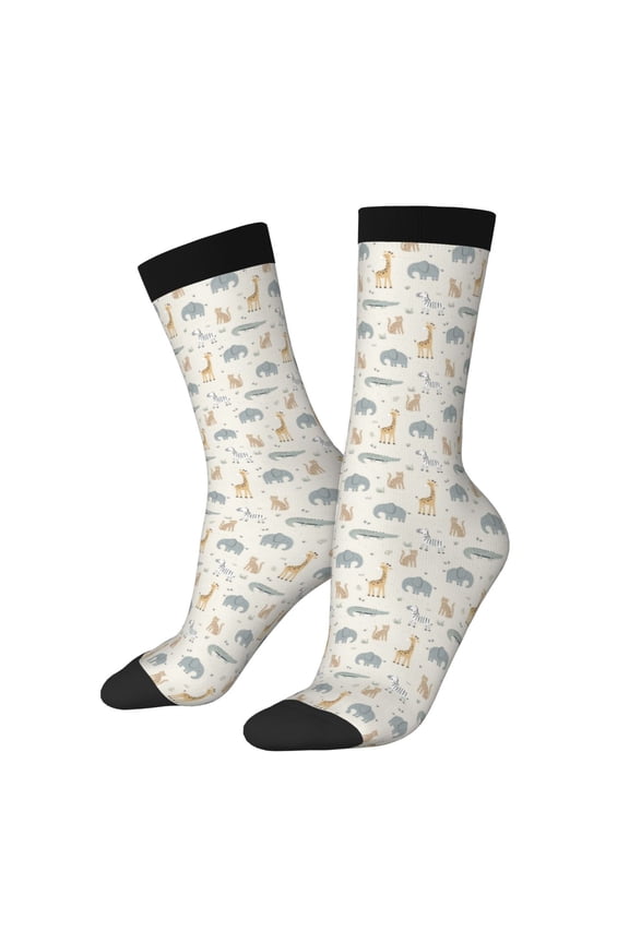 African Animals Print Adult Socks for Men & Women,Calf Socks, Ankle Socks,Boots Socks,Breathable Casual Sock,Unisex Crew Socks