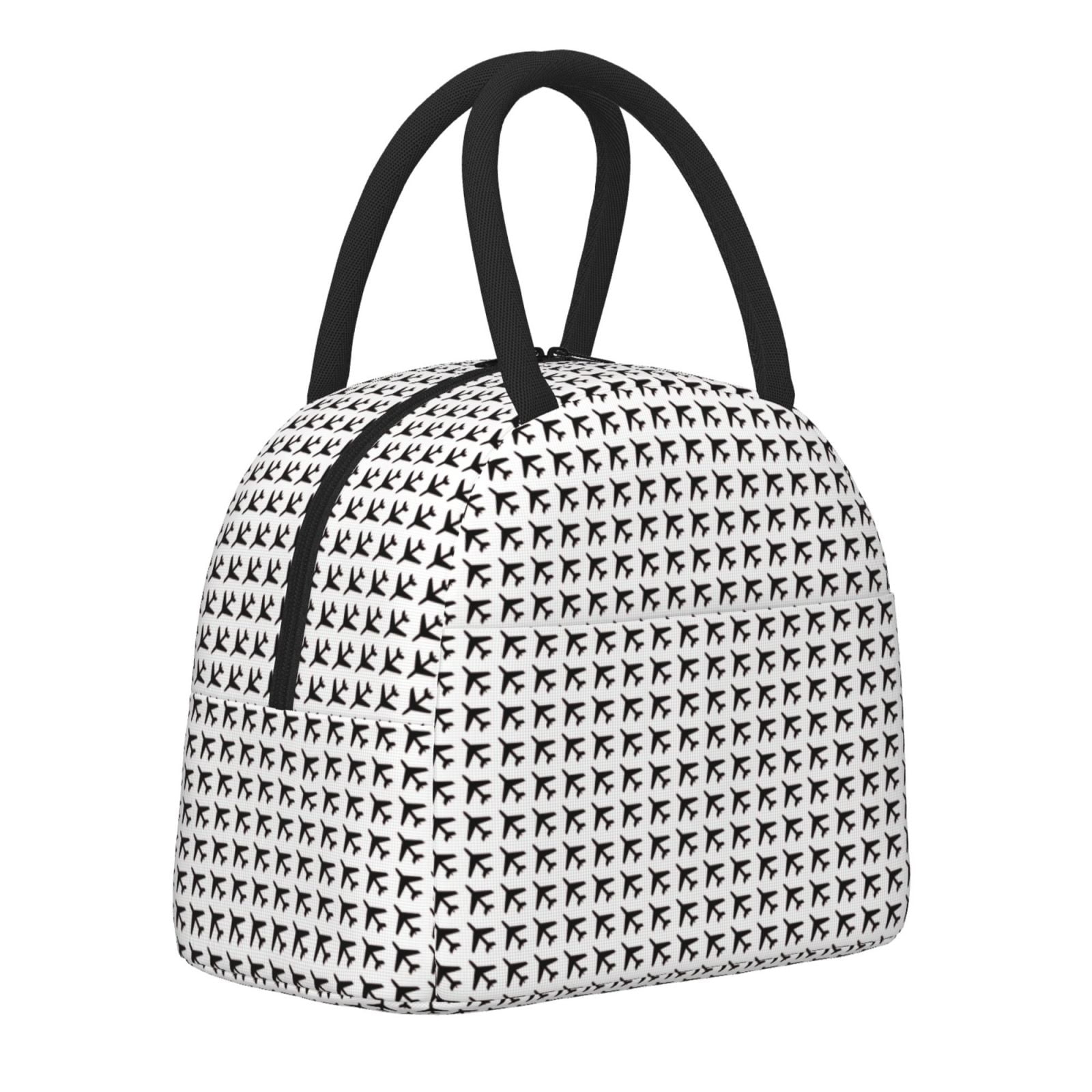 Logiee Airplane Print Lunch Bag for Women & Men,Adult Insulated Lunch Box,Food Lunch Containers,Reusable High Capacity Lunch Tote Bags for Work, Travel, Outdoor
