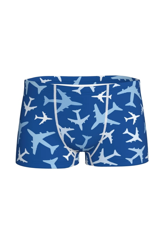 Airplanes in the Sky Print Boys' Boxer Briefs,Tween Boy Underwear-Small