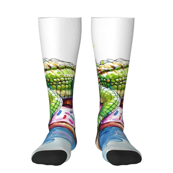 Logiee Alligator Donut Pool Float Print Gift Stocking Stuffers,Adult Stockings,Novelty Socks,Funny Socks Birthday Running Walking Sleeping