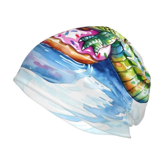 Logiee Alligator Donut Pool Float Print Unisex Knit Beanie for Men Women Winter Hat,Beanies Skull Caps