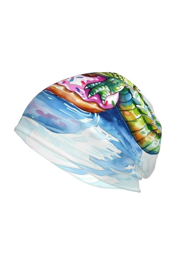 Alligator Donut Pool Float Print Unisex Knit Beanie for Men Women Winter Hat,Beanies Skull Caps
